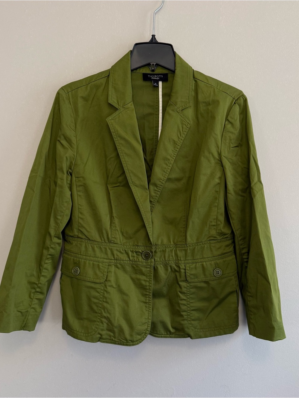 Talbots Olive Green Safari Utility Women's Blazer Jacket Size 10
